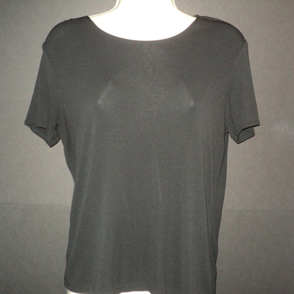 Josephine Chaus S Top Black Short Sleeves Rayon